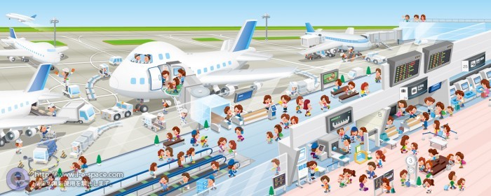 Airport 空港と飛行機とパイロットのイラスト イラストレーター検索 Illustrator E Space