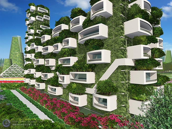 Greentown 3dcgとスマートシティと緑の壁のアパートと植物都市と近未来住宅のイラスト イラストレーター検索 Illustrator E Space