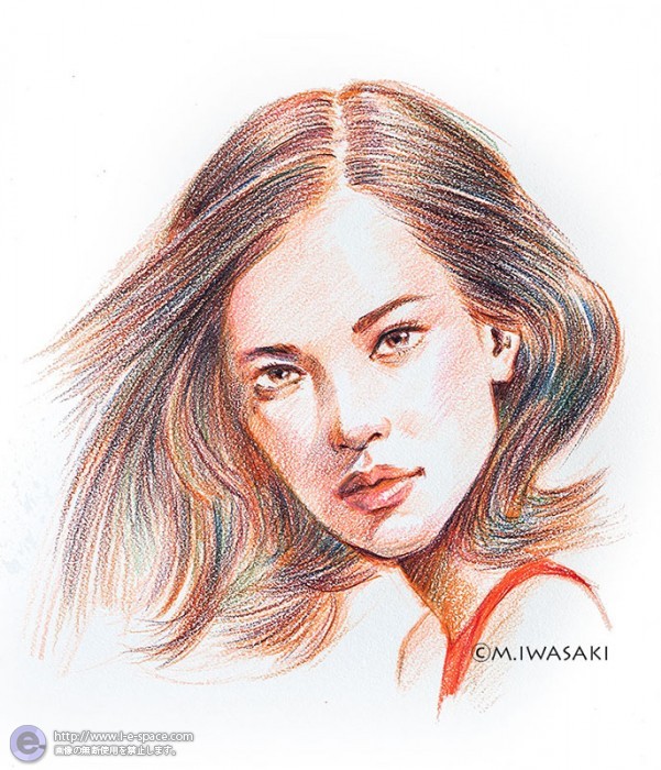 色鉛筆画 顔 人物と鉛筆画と女と顔と色鉛筆のイラスト イラストレーター検索 Illustrator E Space