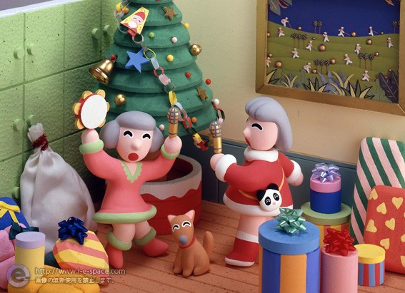 クリスマスパーティー 人形は粘土と立体イラストレーション作品とオリジナルカレンダーとクリスマスパーティーとしばちゃんもいっしょにのイラスト イラストレーター検索 Illustrator E Space