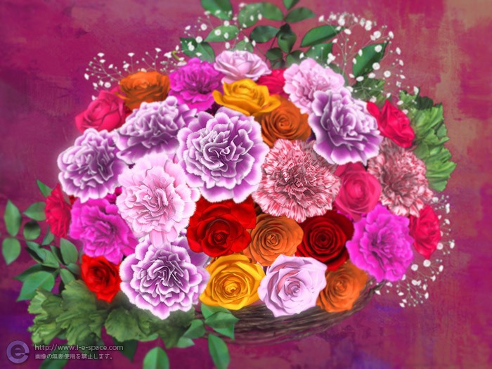 花束 カーネーション 3dcgとリアルイラストとカーネーションとバラとカーネーションと季節の花束の絵のイラスト イラストレーター検索 Illustrator E Space