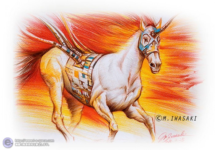 サイボーグの馬 色鉛筆画 馬とリアルイラストと動物リアルイラストと色鉛筆画とサイボーグのイラスト イラストレーター検索 Illustrator E Space