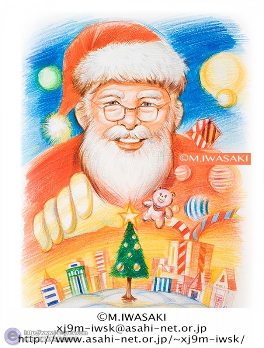 人物画 肖像画 似顔絵 色鉛筆 サンタクロース クリスマス サンタクロースとリアルイラストとサンタとクリスマスと色鉛筆画のイラスト イラストレーター検索 Illustrator E Space