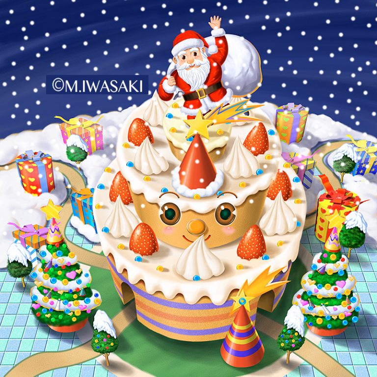 サンタとクリスマス ファンタジーとサンタクロースとケーキとサンタとクリスマスのイラスト イラストレーター検索 Illustrator E Space