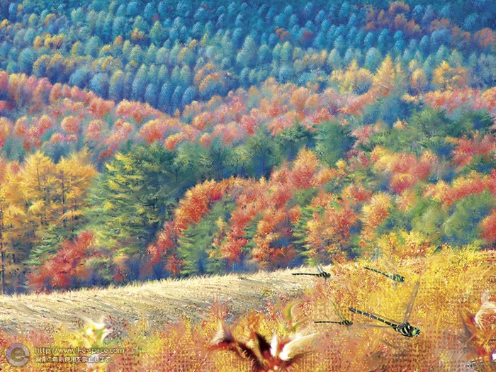 風景　秋　とんぼ　山