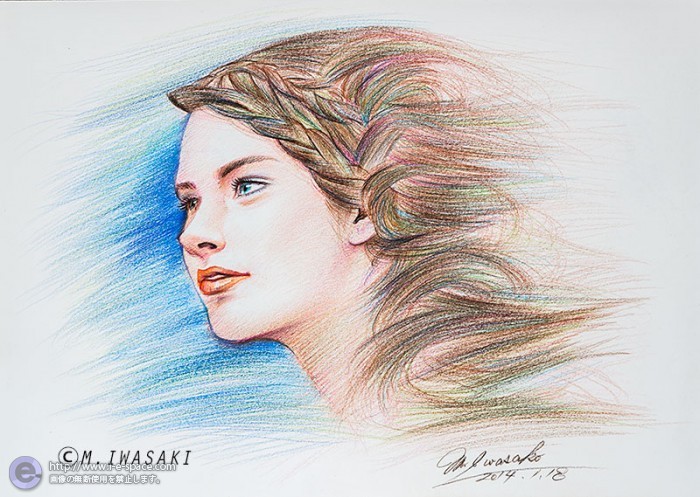 色鉛筆画 顔 人物と鉛筆画と女と顔と色鉛筆のイラスト イラストレーター検索 Illustrator E Space