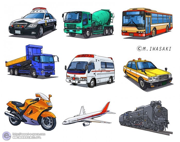 乗り物カットイラスト 自動車と写実と線画とカットと乗り物のイラスト イラストレーター検索 Illustrator E Space