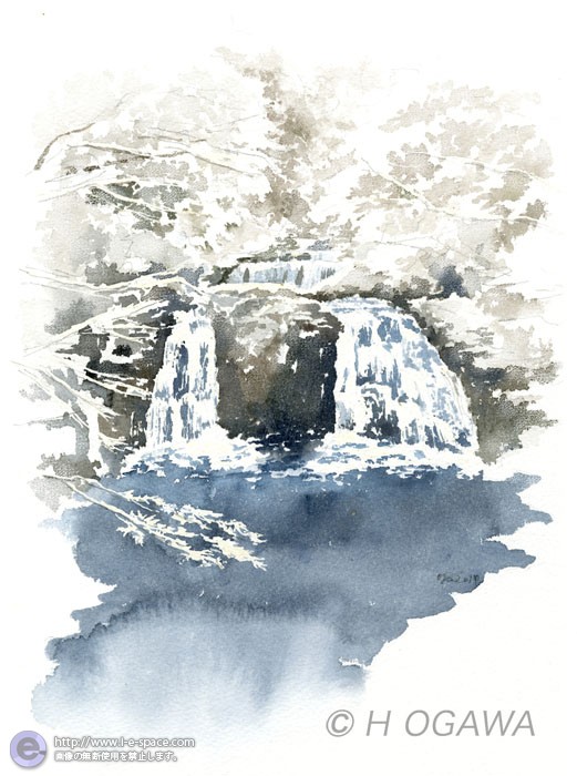 赤目四十八滝 滝と風景と水彩画と和風とスケッチのイラスト イラストレーター検索 Illustrator E Space