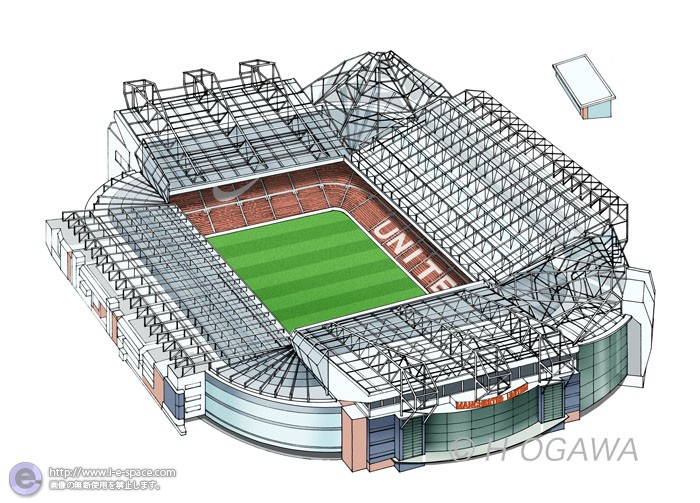 ペン画 サッカーとスタジアムとオールドトラフォードのイラスト イラストレーター検索 Illustrator E Space