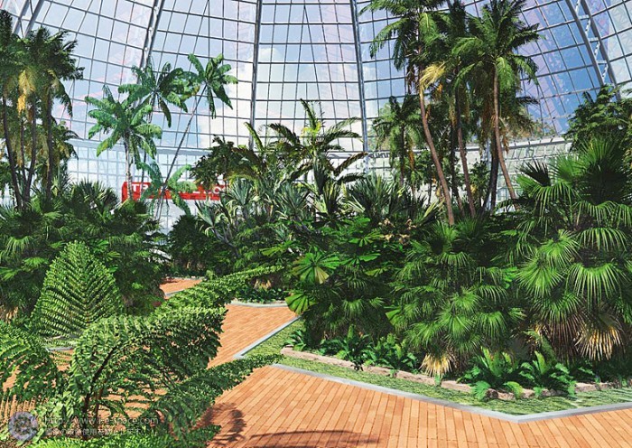 熱帯植物園 3dcgとリアルイラストと熱帯と植物園とドームのイラスト イラストレーター検索 Illustrator E Space