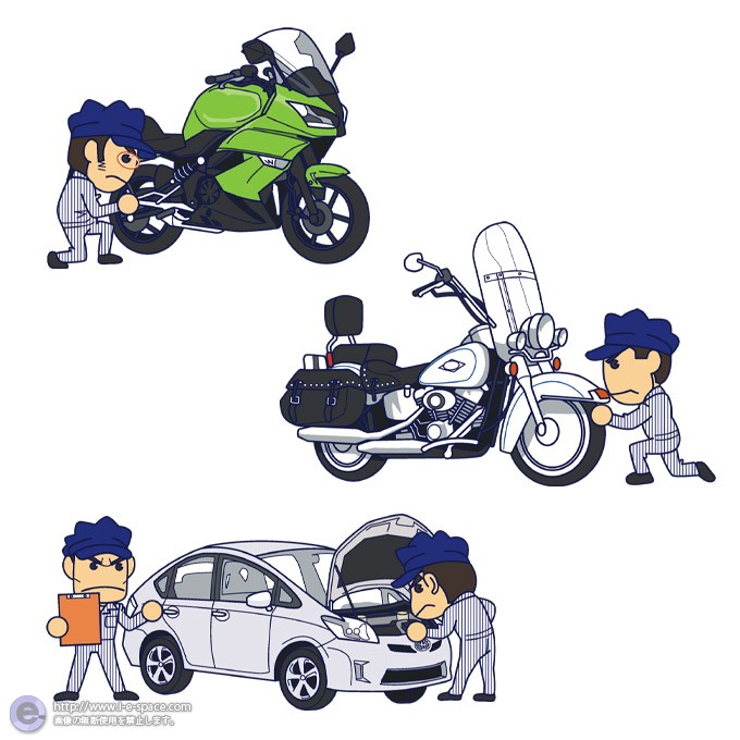 専門学校パンフレット表紙 バイク 整備士 パンフレットと専門学校と職業と自動車整備とバイク整備のイラスト イラストレーター検索 Illustrator E Space