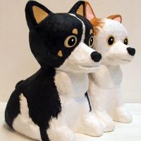 犬の灯り　張り子　チワワ（横から）