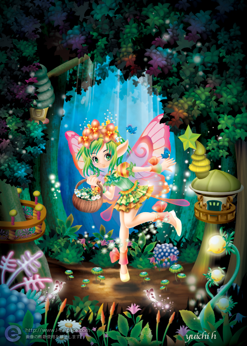 妖精の森 ファンタジーと森と妖精と植物とメルヘンのイラスト イラストレーター検索 Illustrator E Space