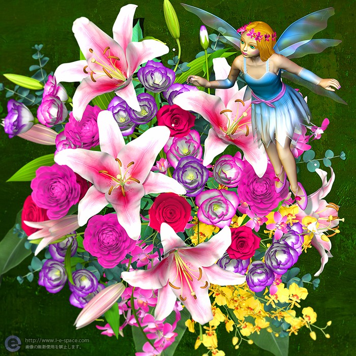 Flower Fairies B 3dcgとリアルイラストと花の妖精とflower Fairiesと百合と桔梗のイラスト イラストレーター検索 Illustrator E Space