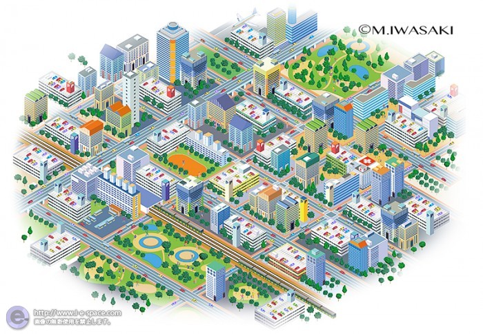 街並イラスト 立体駐車場 風景イラストと風景と俯瞰イラストと街並イラストと駐車場のイラスト イラストレーター検索 Illustrator E Space