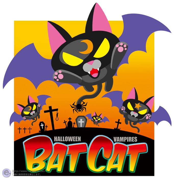 Bat Cat 猫とキャラクターと可愛いとアメリカンコミックと怖いのイラスト イラストレーター検索 Illustrator E Space