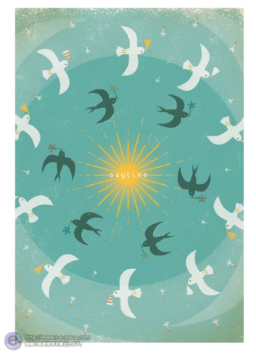 No2 Daytime カモメと太陽と空と種とツバメのイラスト イラストレーター検索 Illustrator E Space