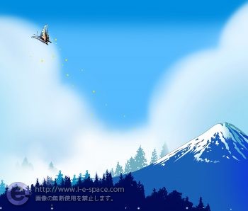 青い森と蝶と富士