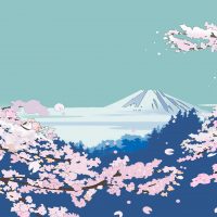 桜咲く森に富士