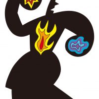 拳を振り上げる